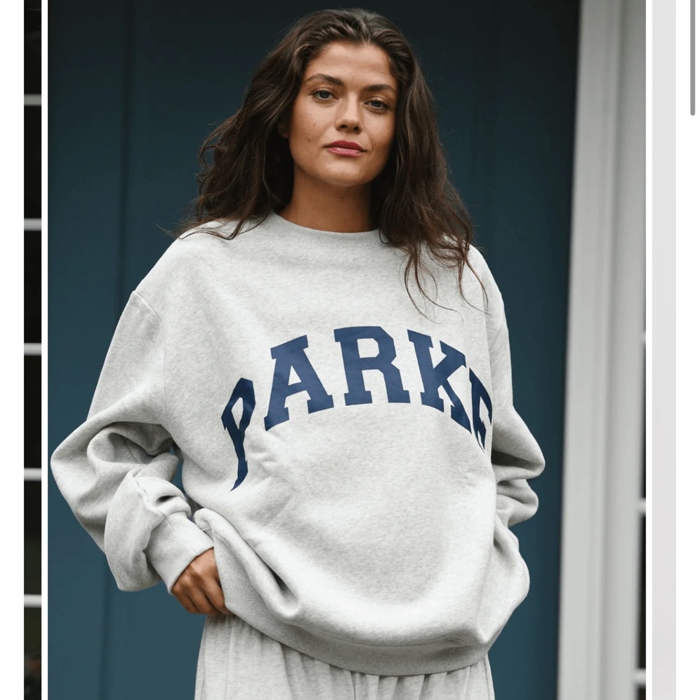 brand new PARKE grey sweatshirt with navy lettering